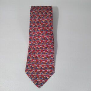ERMENEGILDO ZEGNA  MENS GEOMETRIC PATTERN  100% SILK NECKTIE‎ 4x58"